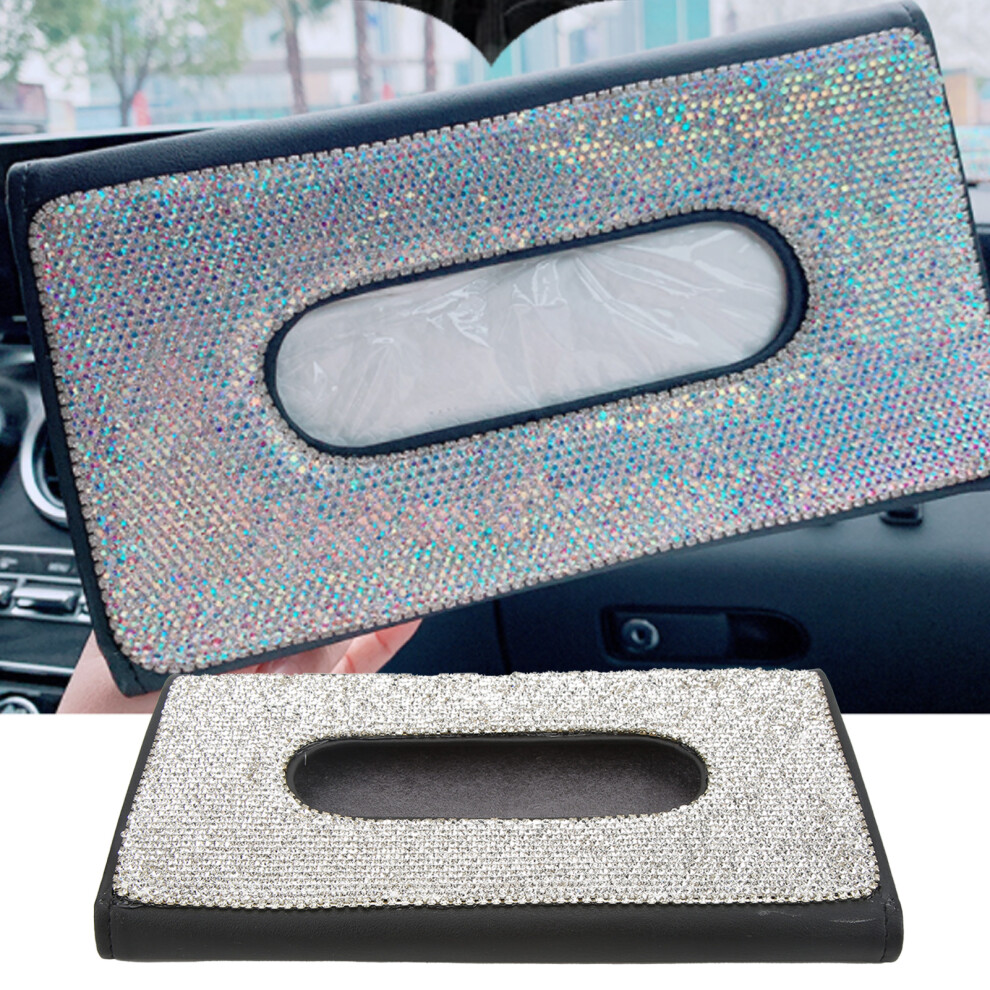 Rhinestone Sun Visor Tissue Box Bling Napkin Storage Holder Universal Car Interior Accessory 8451321979889