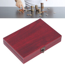 Boîte en bois pour pièces de collection 50 pièces rangement vintage avec couvercle protecteur transparent