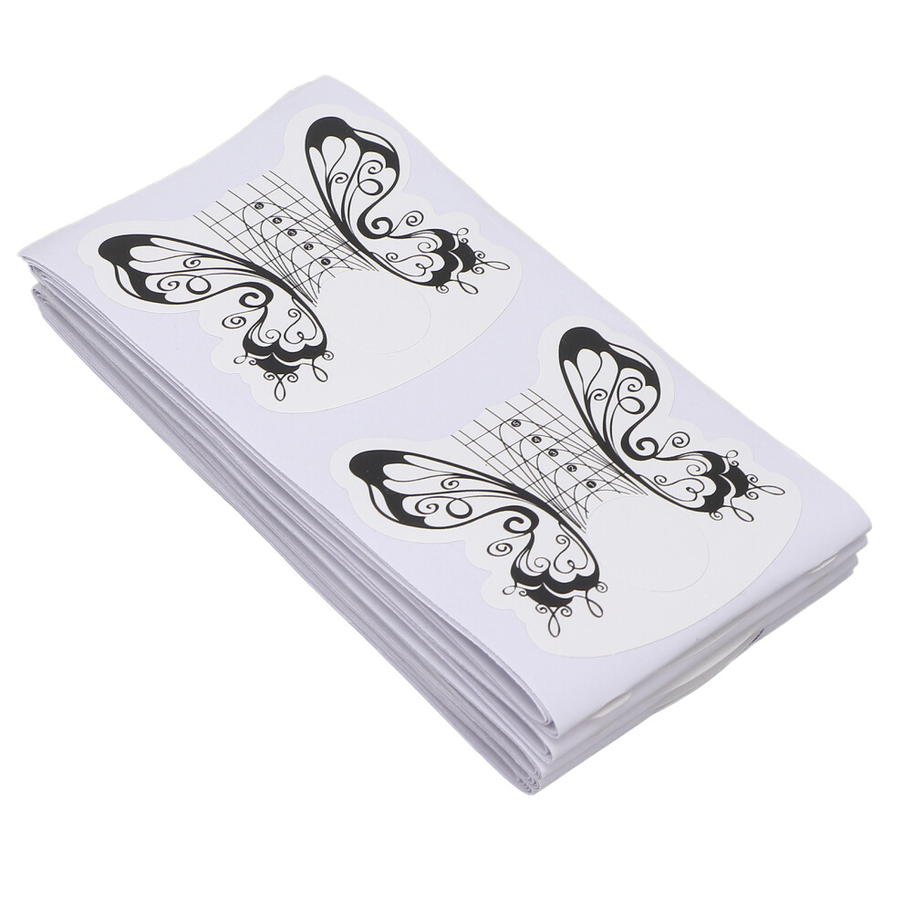 100 Pcs Nail Forms Horseshoe Shaped Butterfly Square Nail Art Form Guide Sticker for Acrylic Nails Gel Nail