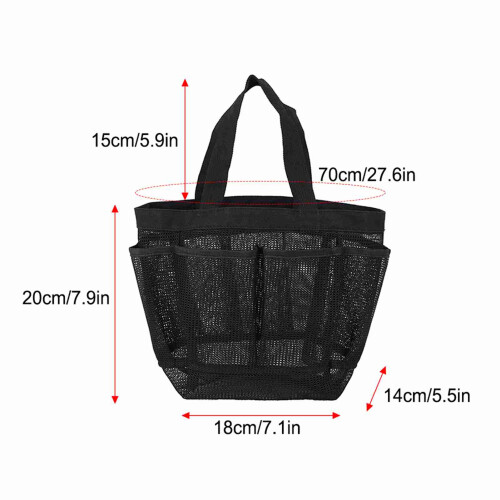 Bolsa de ducha de malla 20x18x14 cm ~5 L negro/gris 1