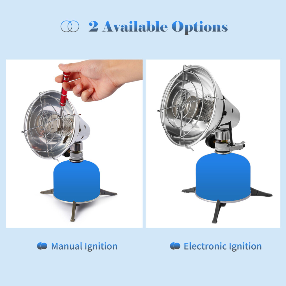 Portable Outdoor Heater Camping Gas Heater Outdoor Tent Space Heater Mini Heater for Hiking Fishing(No Gas Tank), Manual Ignition