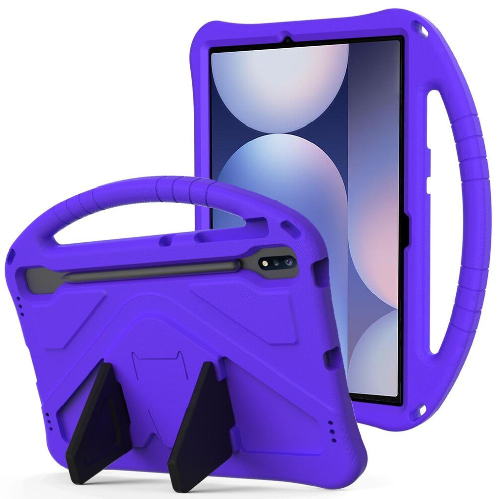(as the picture, Purple) For Samsung Galaxy Tab S10+ Case Eva Tablet Cover With Handle Kickstand Children Friendly