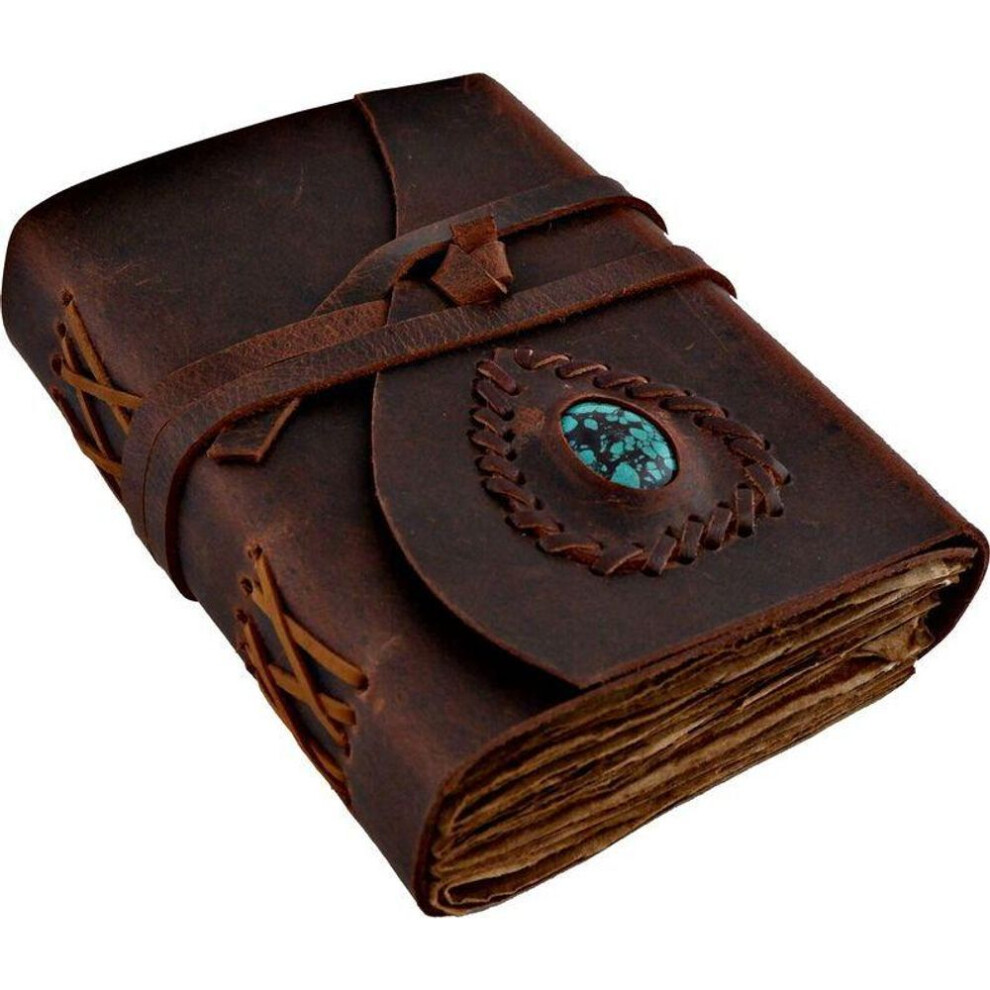 Vintage Leather Journal - Lock Closure, Book Of Shadows, Grimoire Journal, Travel Writing Notebook,  Antique Deckle Edge Paper