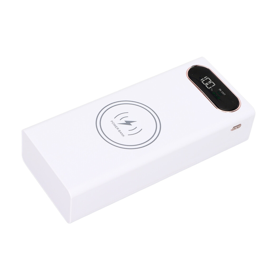 L16 Diy Power Bank 18650 Battery Box Fast Charging 22.5W And 15W Wireless Charging Power Bank 2 Usb Output Ports Lcd Display White 9381321989450