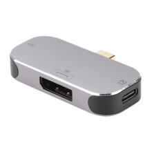 Dock USB-C 3-en-1 en aluminium argenté DP 4K60Hz 100W