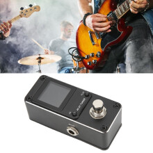 AT-07 Mini Pedale Accordatore in Metallo Nero per Chitarra e Basso