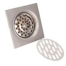 Scarico a pavimento in rame-acciaio inox 10x10 cm auto sigillante