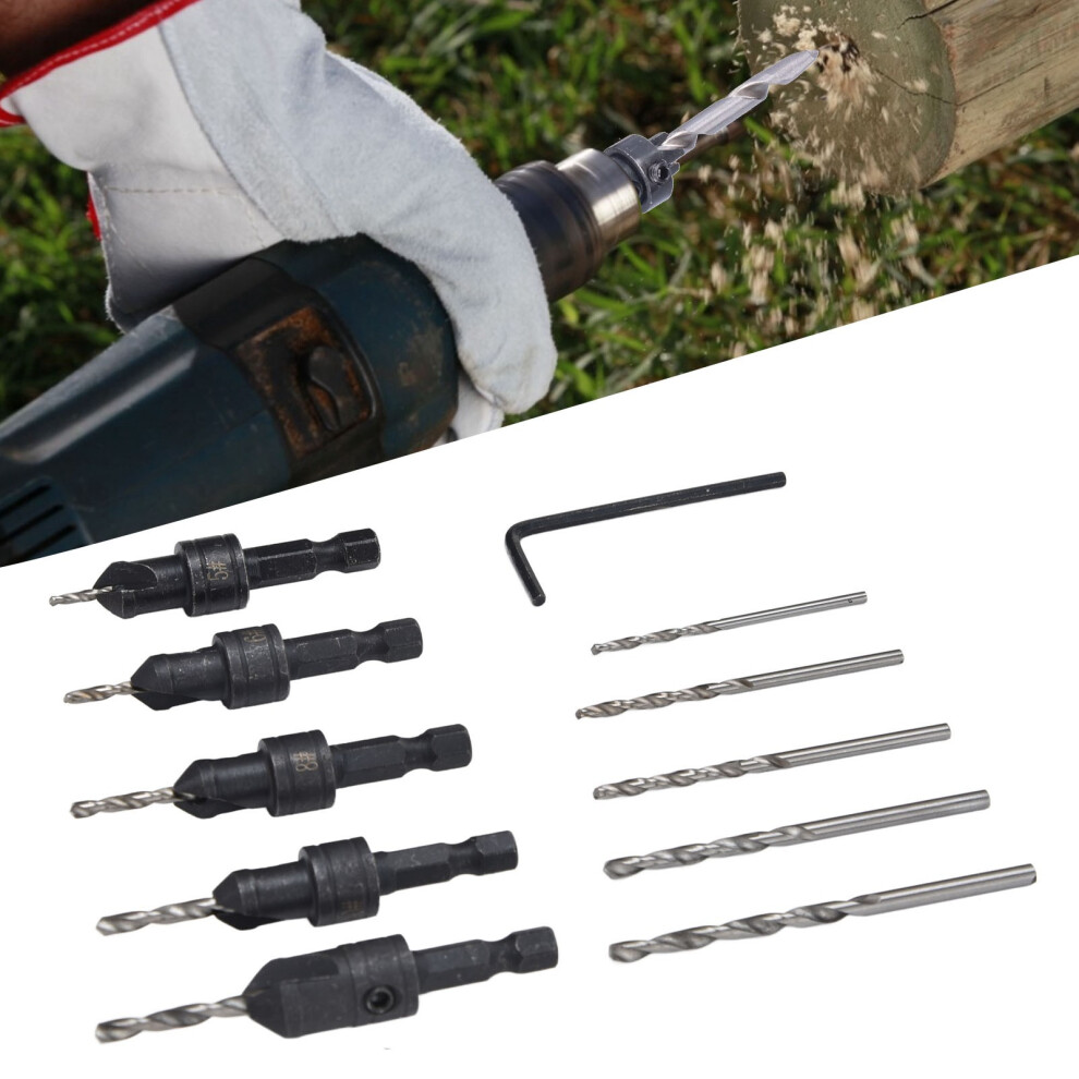 11Pcs Countersink Drill Bit Set Woodworking Fast Change Chamfer Adjustable Drilling Tools 3751321993737