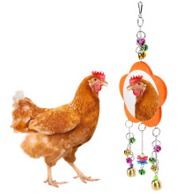 Espejo para pollo de mascota juguete de gallo 48 cm campanas de colores