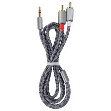 Câble audio 3,5 mm vers 2 RCA 1 m nylon gris foncé
