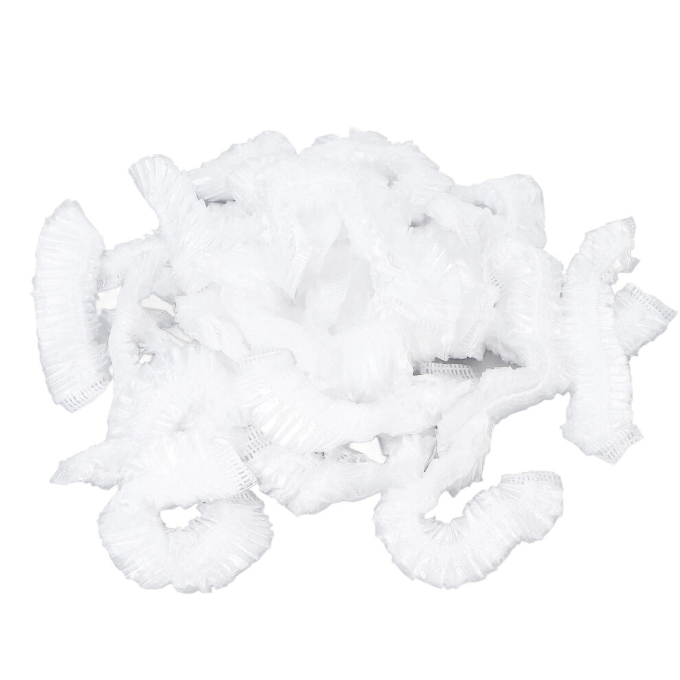 50pcs Disposable Shower Caps Waterproof Portable Elastic Clear Bath Hair Caps for Hotel Travel Home Use