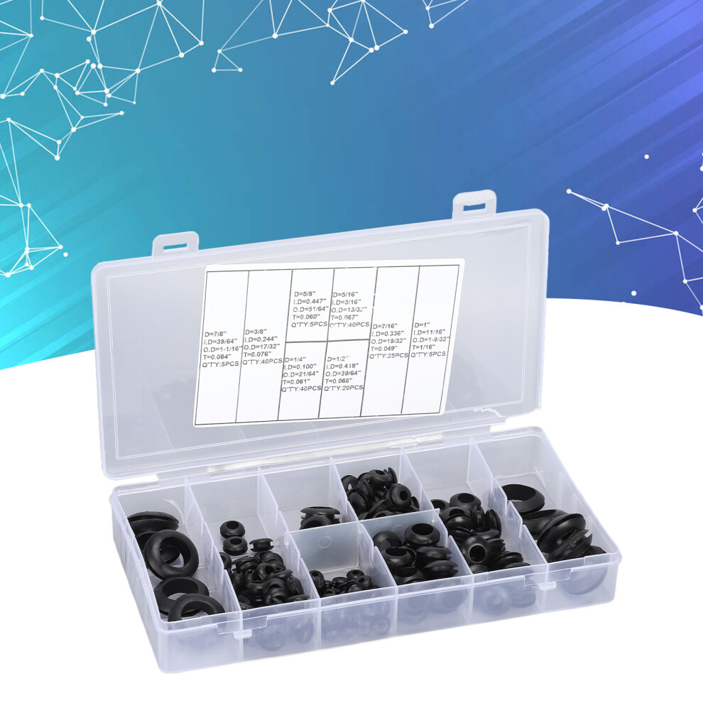 180Pcs Grommet Assortment Kit Rubber Firewall Hole Plug Assortments For Cylinders Valves 9421322001550