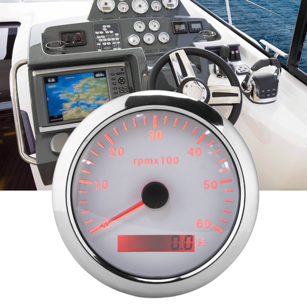 Tachometer 85Mm/3.35In 0Â6000Rpm Colourful Backlight Adjustable Universal For Engineering Machinerywhite 7891322005346
