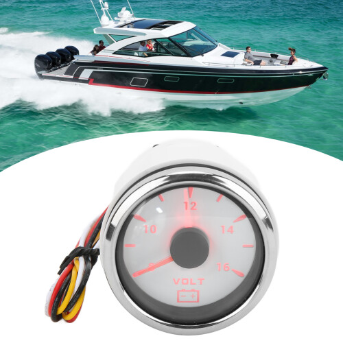 Voltmètre marin 52 mm, 9-32 V, rétroéclairé blanc, IP67