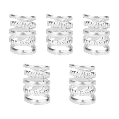 5 pezzi di perline metalliche a molla per capelli, dreadlocks, argento 1