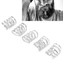 5 pezzi di perline metalliche a molla per capelli, dreadlocks, argento