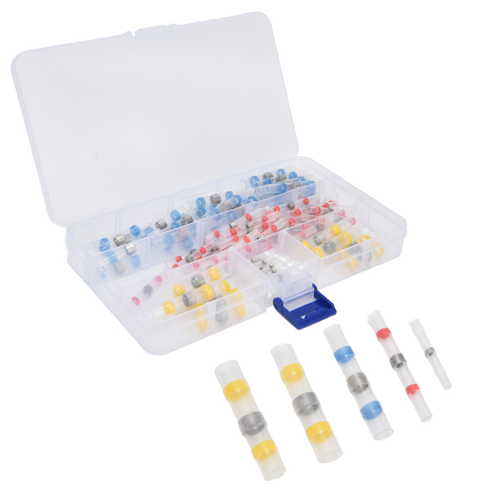 100Pcs Heat Shrink Butt Connector Kit Solder Insulated Waterproof Electrical Wire Terminals