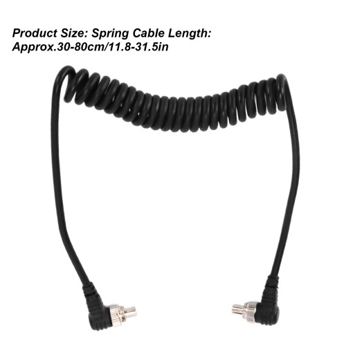 2Pcs Camera Flash Synch PC Cord Male to Male Speedlite Spring Cable Universal Type for Studio Video 2