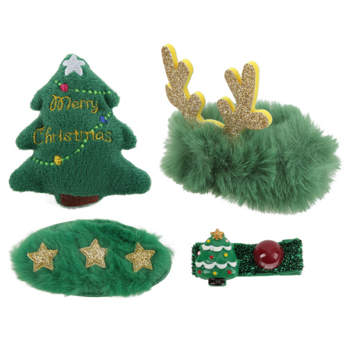 Barrette de Noël en feutre vert 1 ensemble BB Clip 1