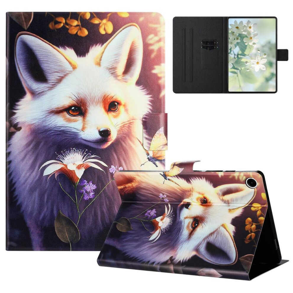(as the picture, Fox) For Lenovo Tab M10 Plus (3rd Gen) Tb-128f Case Pattern Printed Stand Litchi Texture Leather Tablet Cover With Card Slots