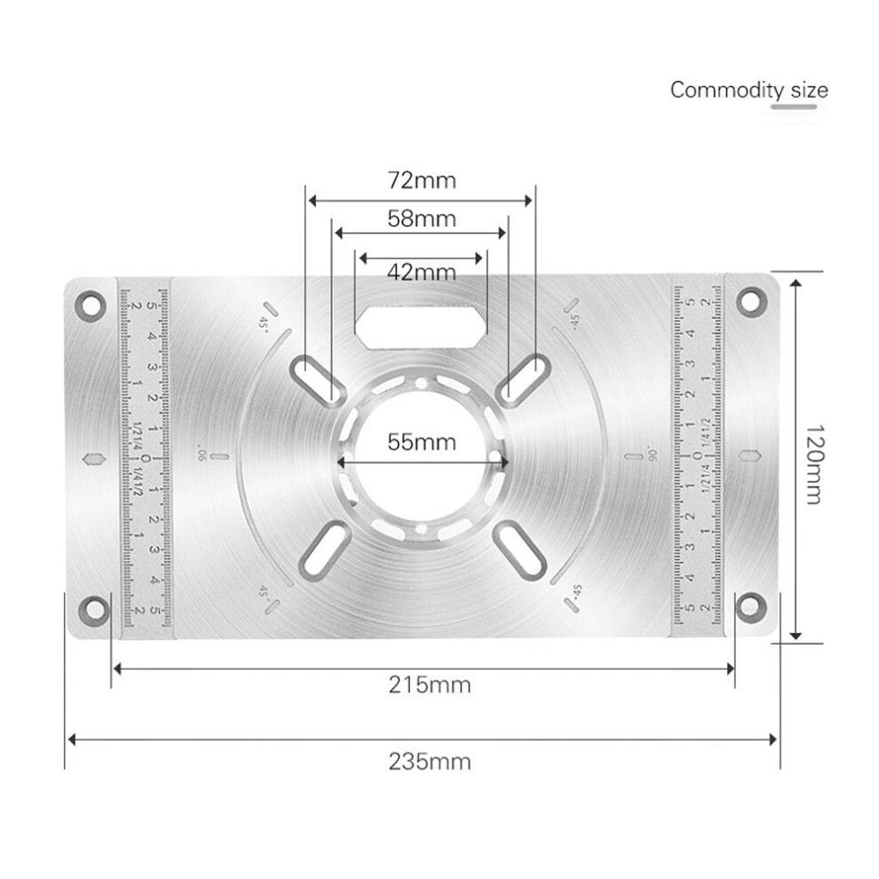 Aluminum Alloy Router Table Insert Plate Trimming Machine Engraving Tool Flip Board With 4 Rings For Woodworking 6921322009387