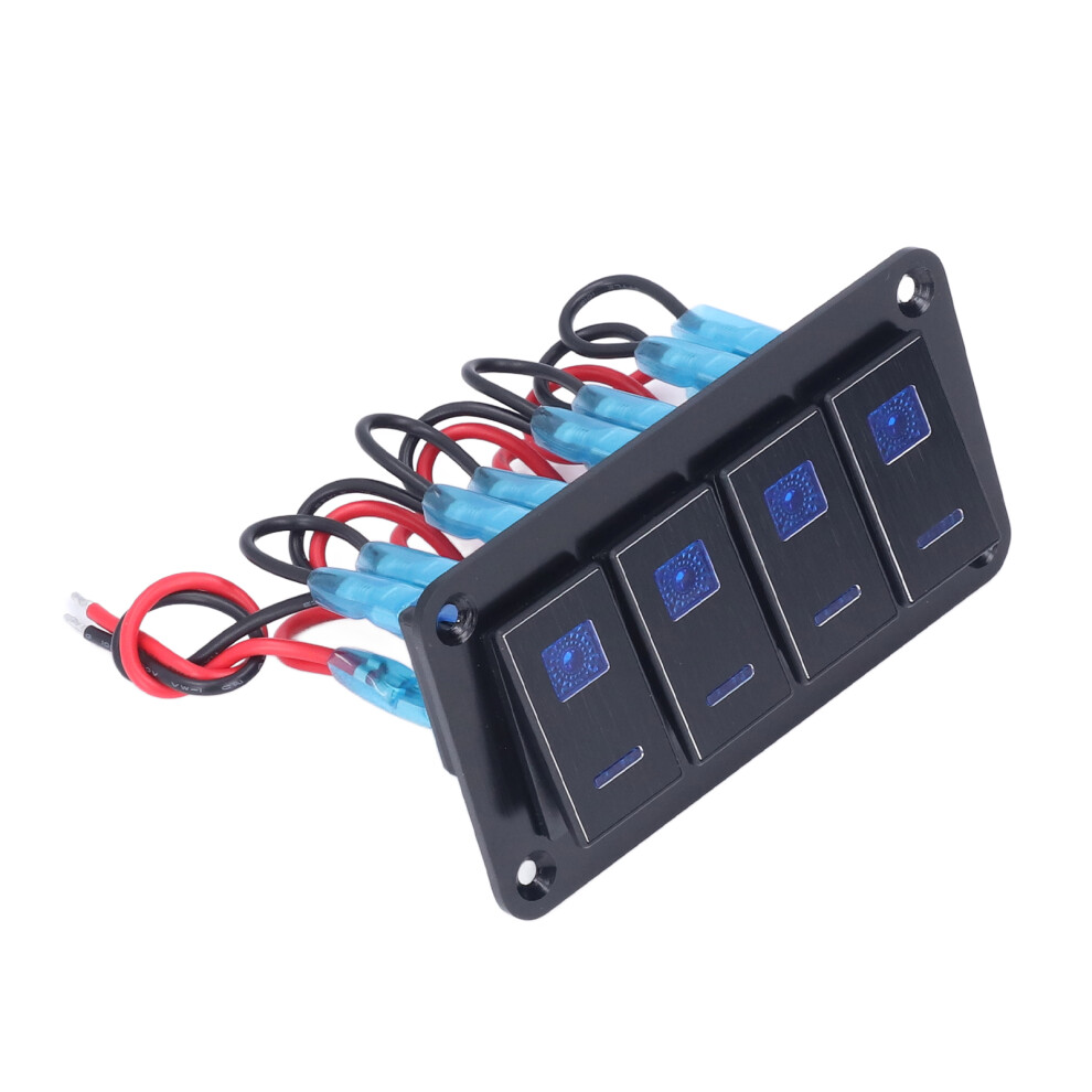 Black 4 Gang Rocker Switch Panel Ip65 Waterproof Toggle Switch With Led Backlight Motor Boat Modification Dc12â24V 4921322009372