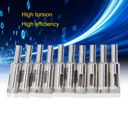 10Pcs Glass Drill Bit 12mm High Torsion Stable Fine Workmanship Sturdy Durable Tile Drill Bits 2