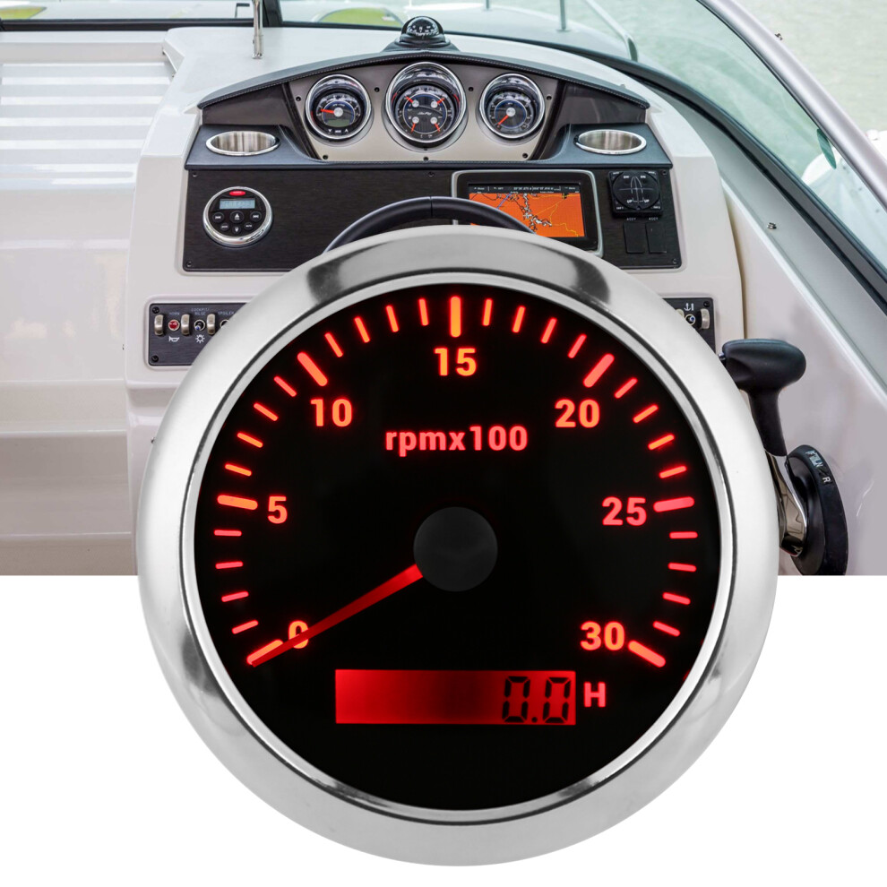 85Mm Pointer Tachometer 0Â3000Rpm Adjustable 7 Color Backlight For Car Boat Engine Generator 9Â32V Dcblack 4901322011445