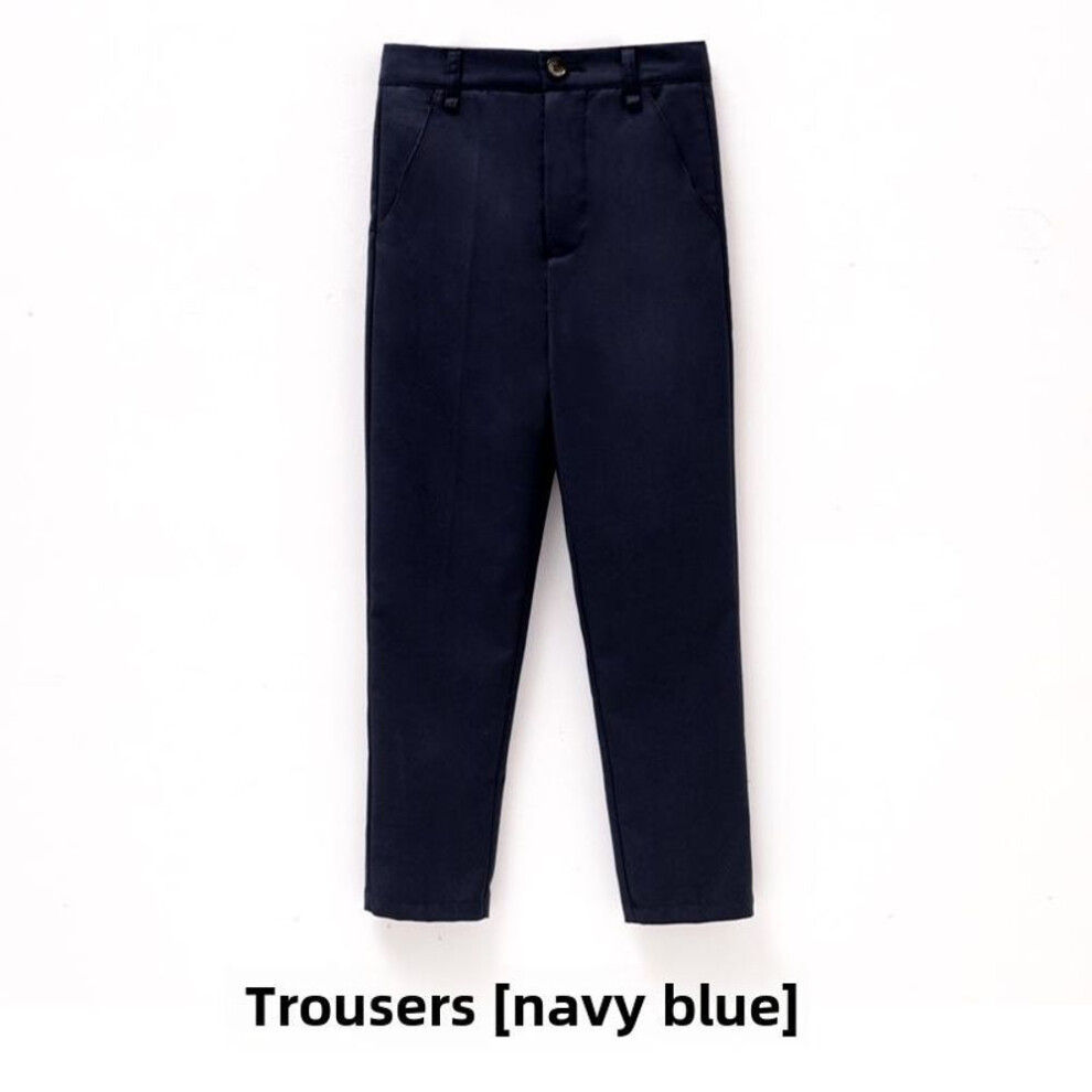 (navy blue, 140cm) Kids' School Uniform Trousers: Black, White, Dark Blue For Boys, Primary Students