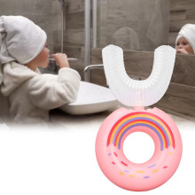 Spazzolino da denti per bambini in silicone a forma di U rosa 2-6 anni PP
