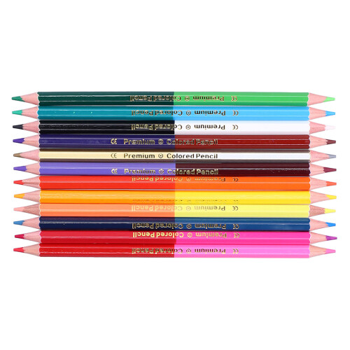 Crayons de couleur hexagonaux à double pointe 24 couleurs