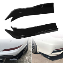 2pcs Car Universal Rear Bumper Lip Diffuser Splitter Side Skirt Canard Protector with Installing ScrewsGlossy Black
