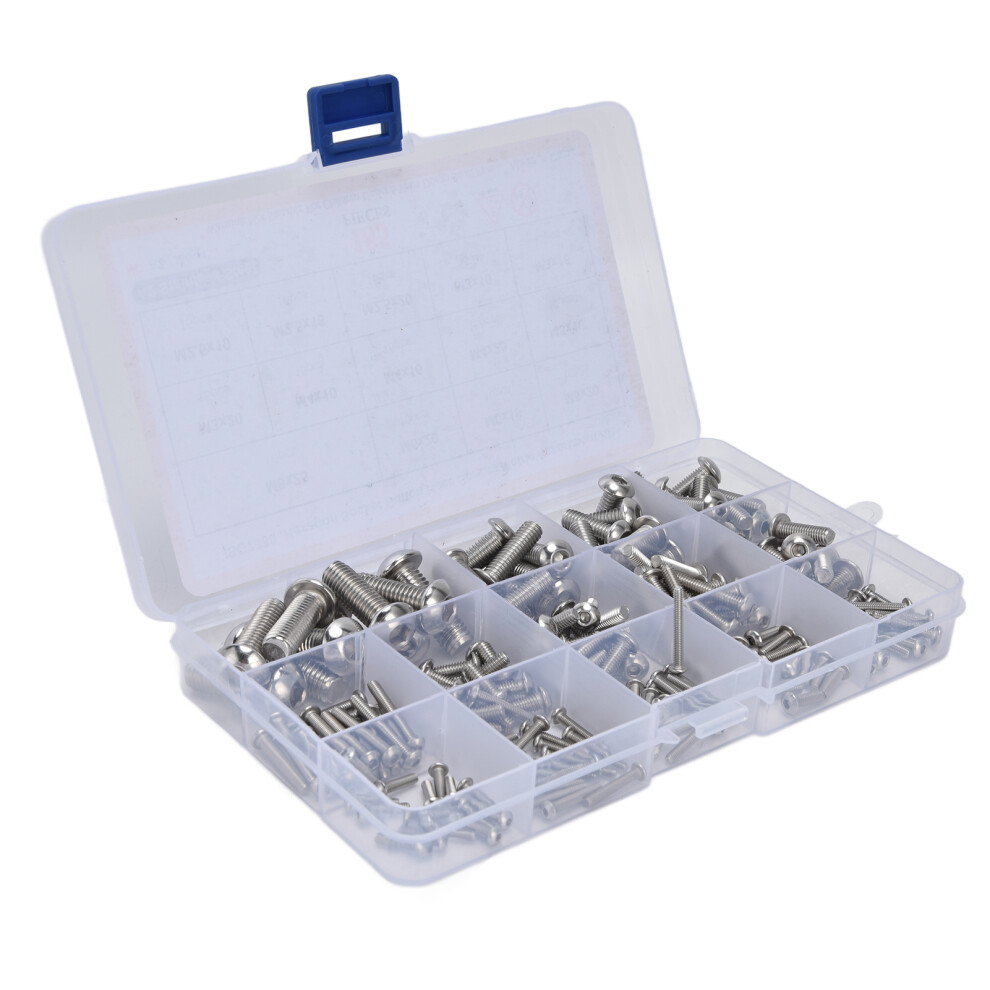 185Pcs Hex Socket Pan Head Screw 304 Stainless Steel Screws Assortment For Repairers 4961322023534