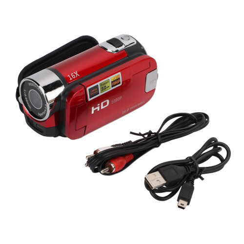 Caméscope rouge 1020 mAh 2,7 pouces 4K/16x zoom 1