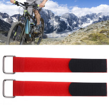 Bandes de fixation pour vélo 20x200mm nylon élastique réglables rouges lot de 2