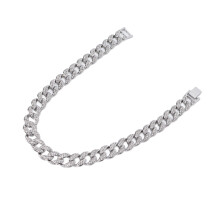 Collana cubana da uomo 16 pollici argento diamante da 0,6 pollici