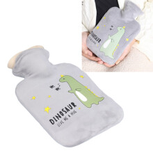 Bouillotte d'eau chaude 500 ml motif dinosaure gris