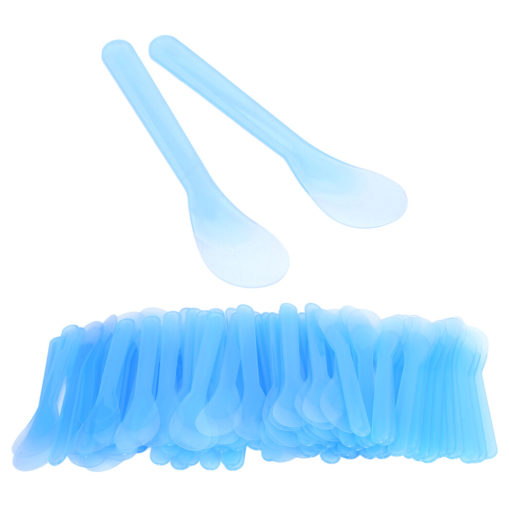 100pcs Cosmetic Spatula Plastic Disposable Hair Removal Cream Tattoo Repair Cream Spatula Blue