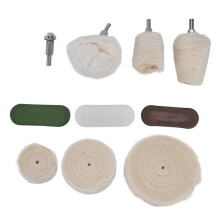 Kit de roues de polissage en flanelle de coton avec tête de polissage, 10 pièces, pour métal, verre et marbre.