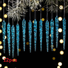 (Blue Ice Pieces) Broken Christmas Acrylic Ice Pendant Decorations Set For Home Decor Holiday