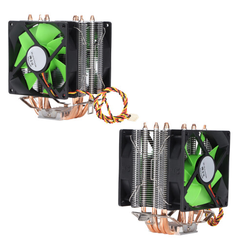 Ventilateur CPU double 90 mm, 4 caloducs, 3 broches, vert, 38CFM 2