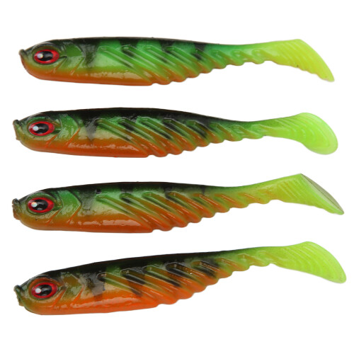 4 pezzi AR48 75 mm 3,2 g esca morbida a coda a T verde 1