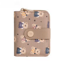 (Brown) Print Pattern Bear Ladies Wallet Coin Purse Card Bag Cartoon Casual Gift Fashion