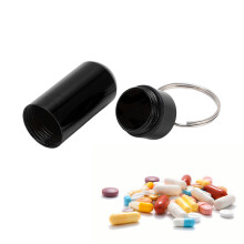 Botella de medicamentos de aleación de aluminio negra de 7 cm