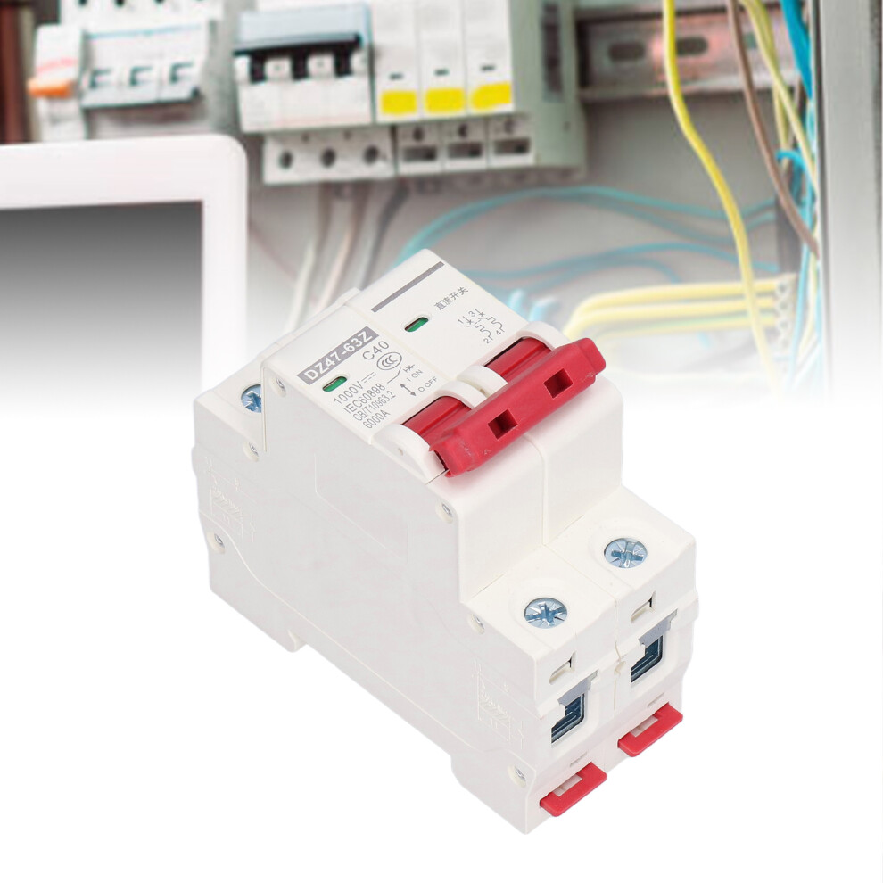 Dc Miniature Circuit Breaker 2P Solar Pv System Isolator Din Rail Mount 1000V 40A Dz47â63Z C40 5041322042144