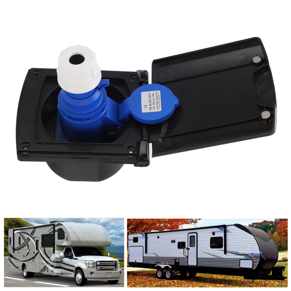 Rv Power Outlet 3 Pin External Waterproof Plug Socket Embedded Mounting 220Vâ250V 16A 4991322042839