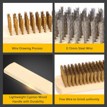 Ensemble de 12 brosses métalliques en acier inoxydable pour l'enlèvement de la rouille et de la peinture, avec manche en bois.