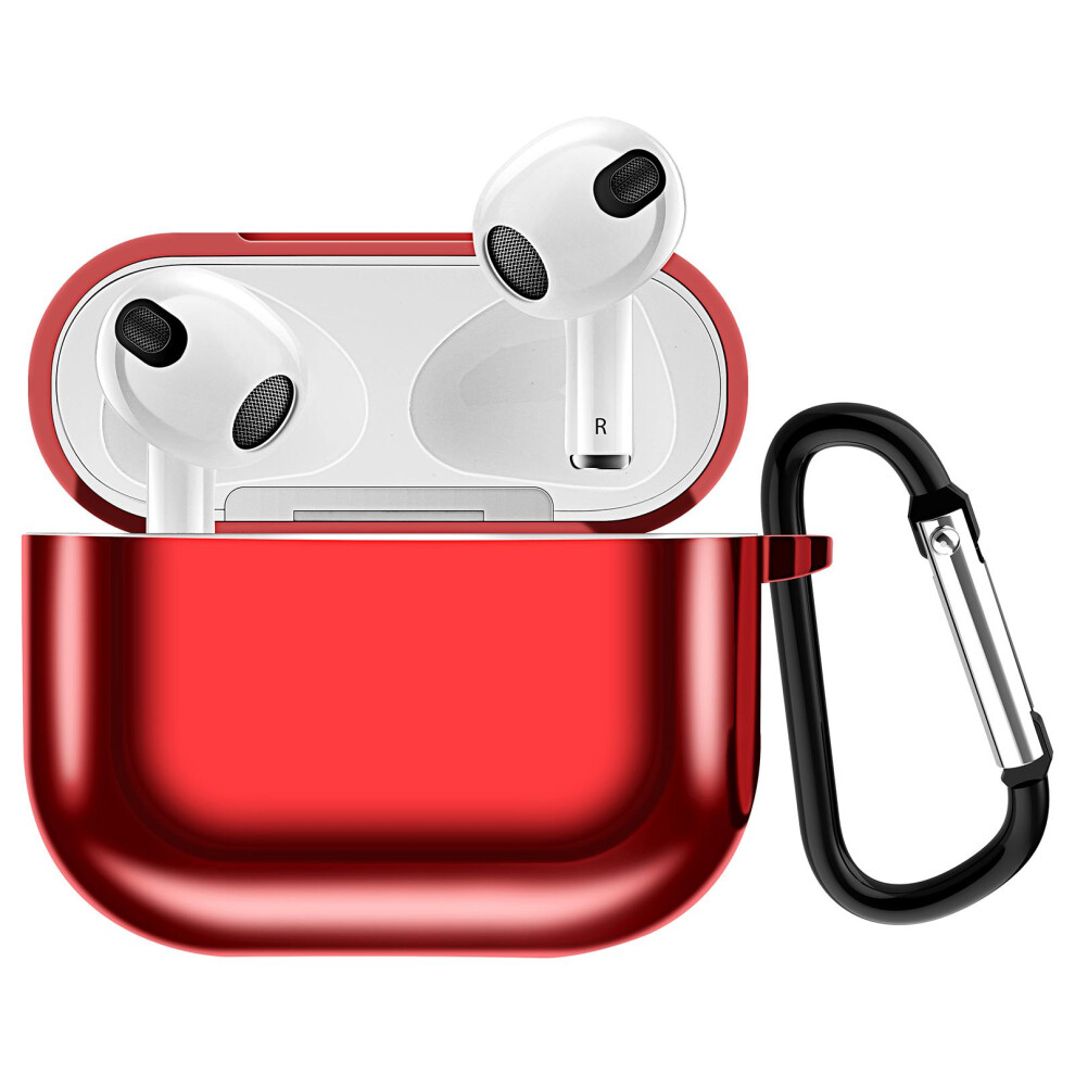 Wireless Earphone Case Compatible For 3 2021 Electroplating Tpu Protective Earphone Cover Case With Carabiner 4951322050487