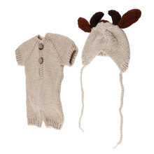 Costume da vitellino in lana per neonato 0-2 mesi Naturale