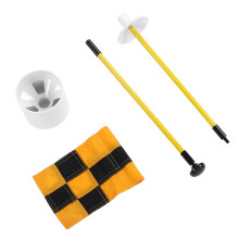 Golf Flagpole Portable 3 Feet Golf Flag Pole Flag Hole Cup Set 2 Section Design for Indoors OutdoorsYellow and Black Grid
